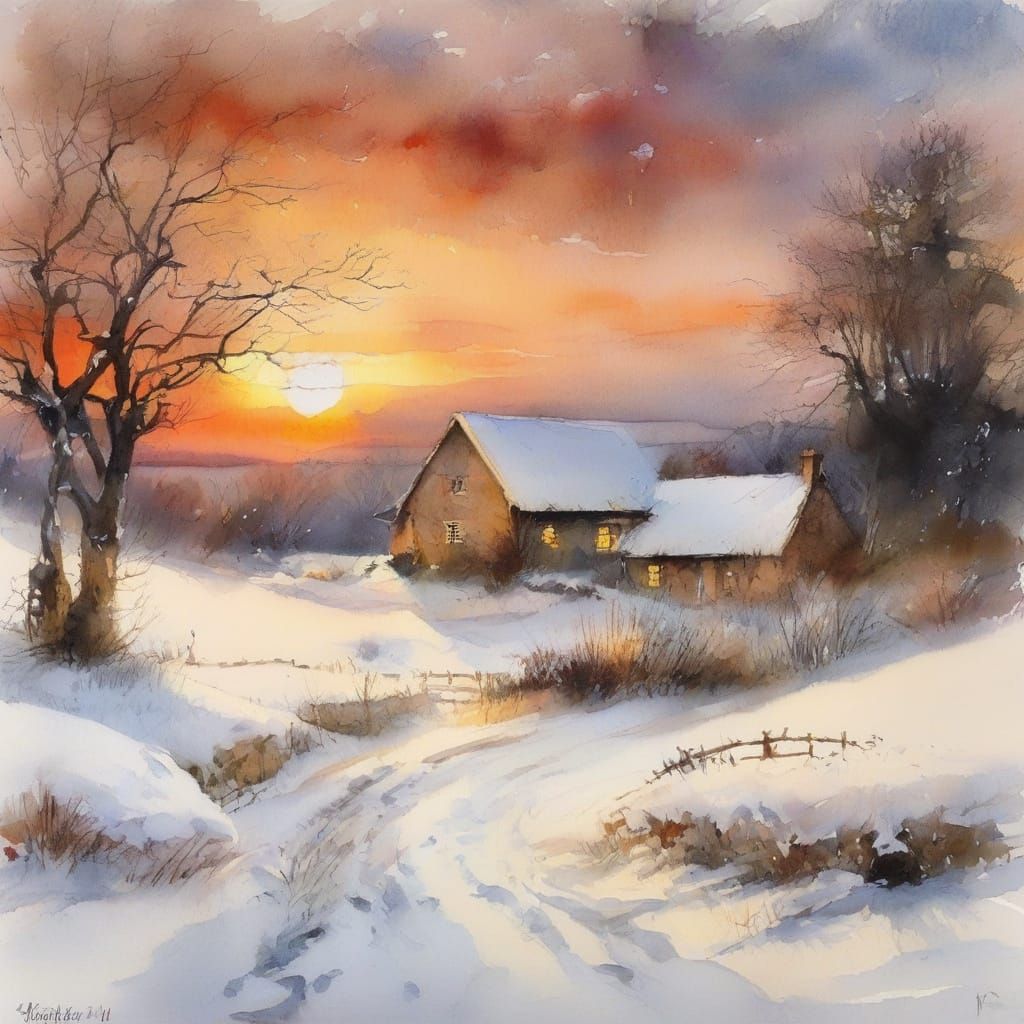 serene charm of a winter Scottish rural landscape
