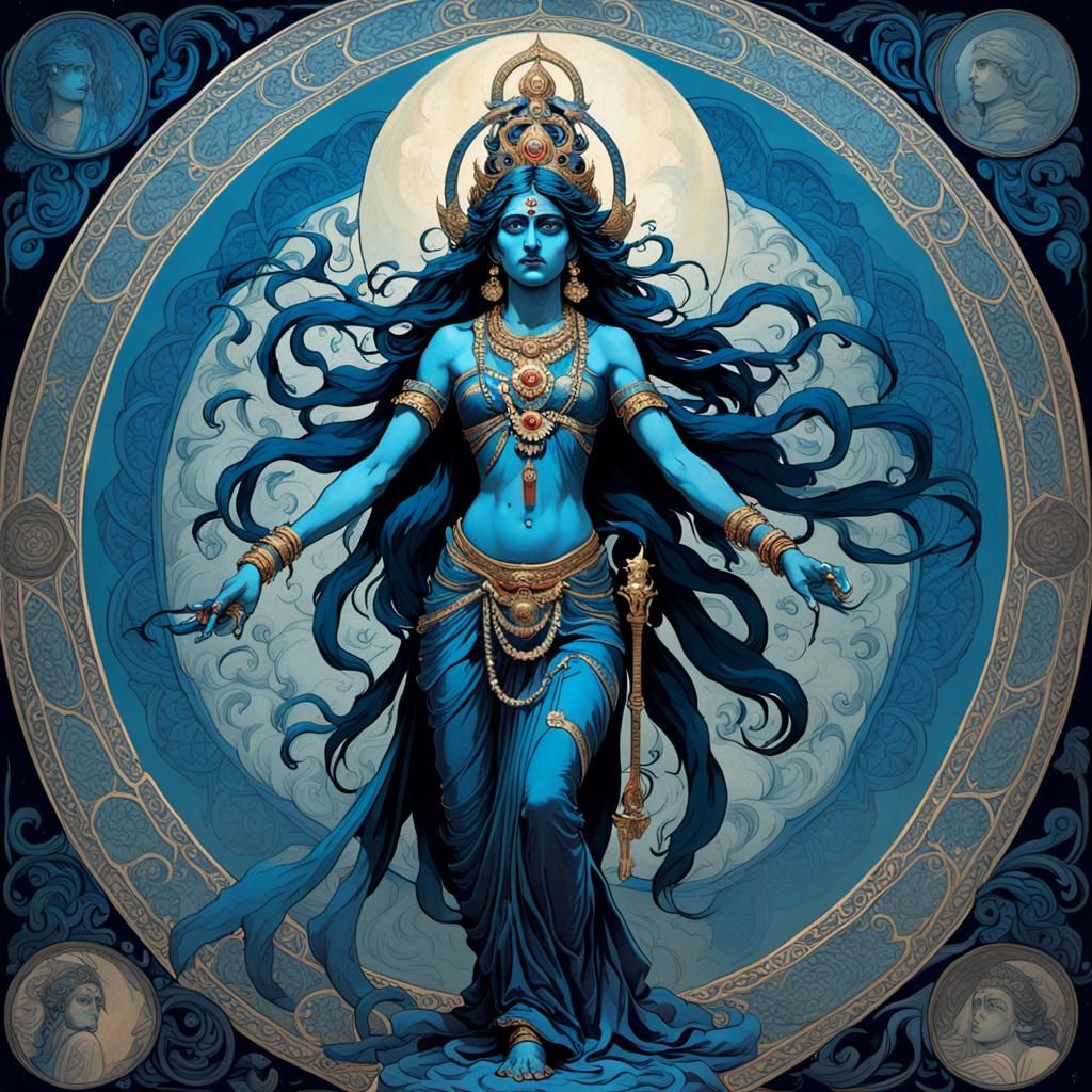 Kali: Hindu Goddess in Alphonse Mucha Style