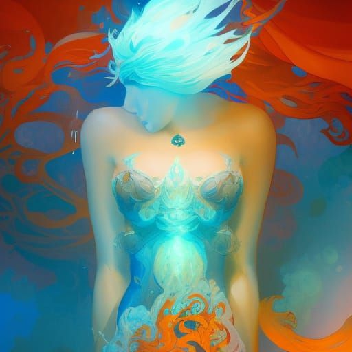 Ocean Elemental Mage with Magic Splash Art
