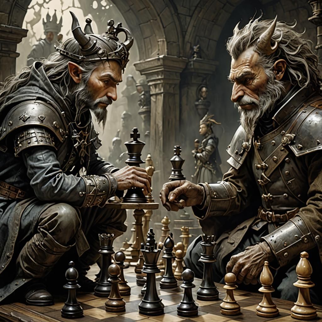 Chess Game with Human and Animal Pieces
