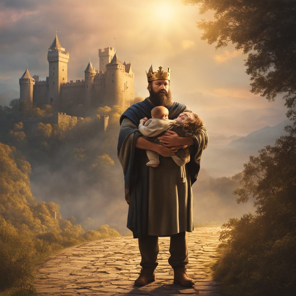 Fantasy King with Child in Greg Rutkowski Style