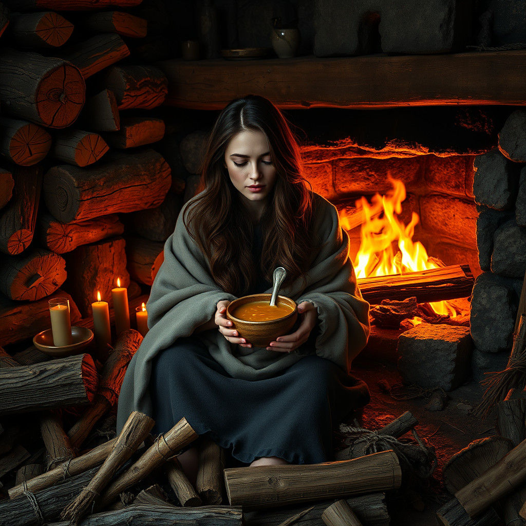 A bowl of hot soup in the cold winter