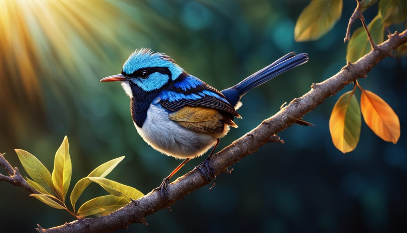 White-Winged Fairy Wren in Hyperrealistic Detail