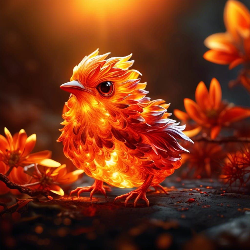 Crystal Bird with Flowers: Fantasy Concept Art