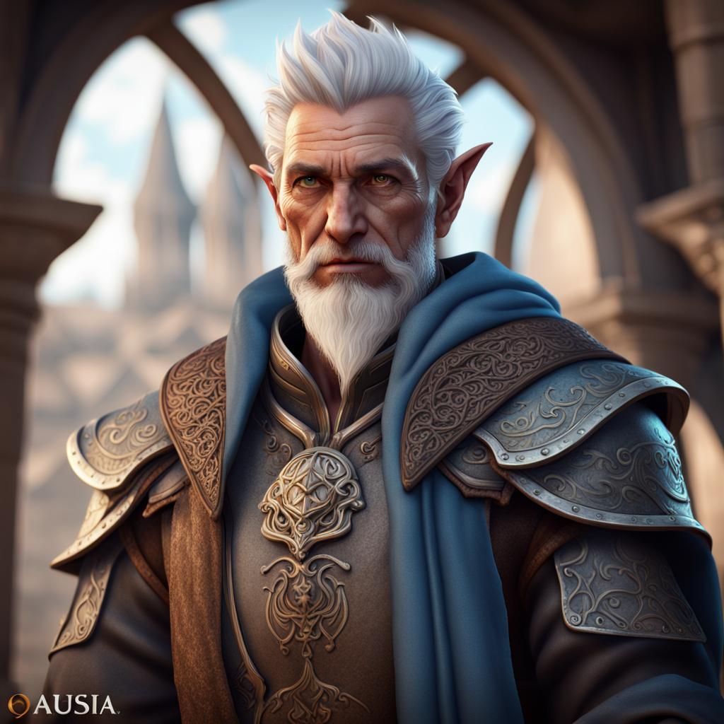 Air Genasi Commoner Portrait in Detailed Matte Painting Styl...