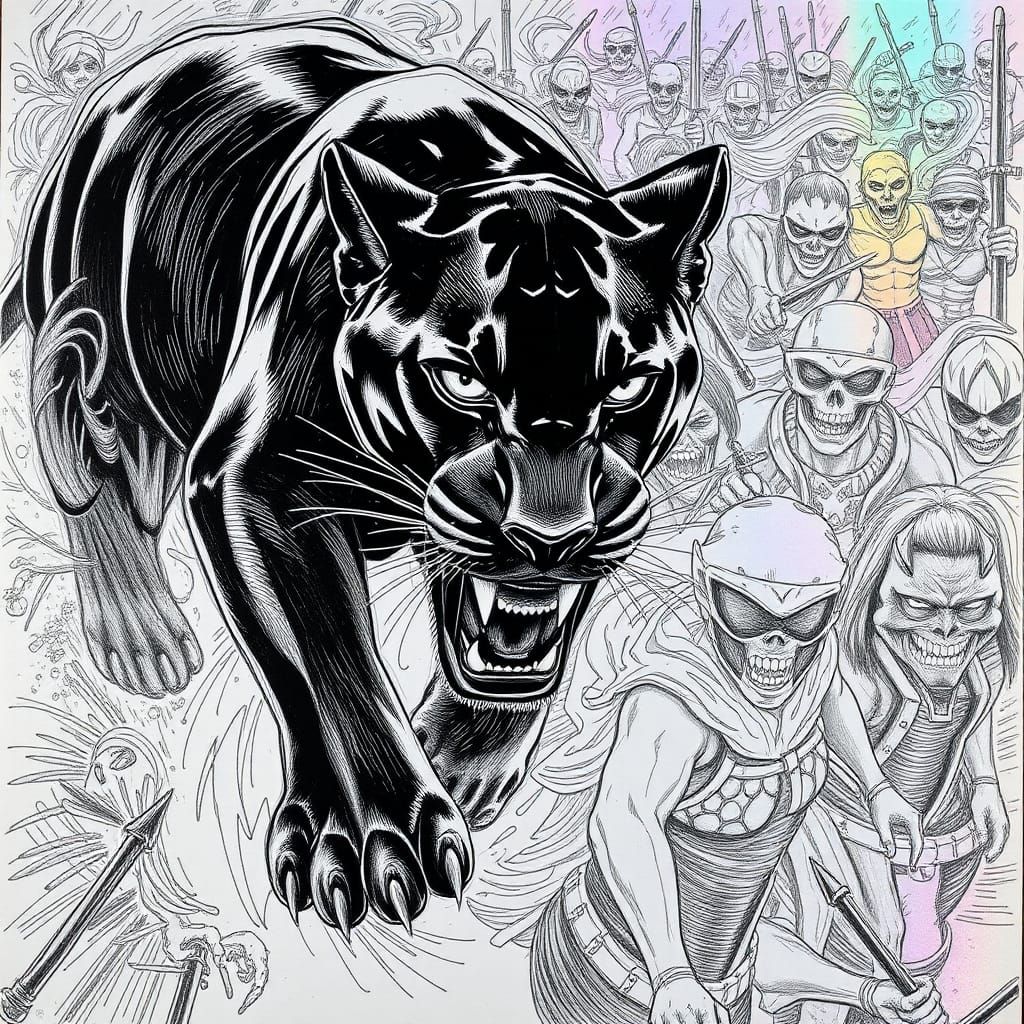 Black Panther Prowls: Fine Line Drawing