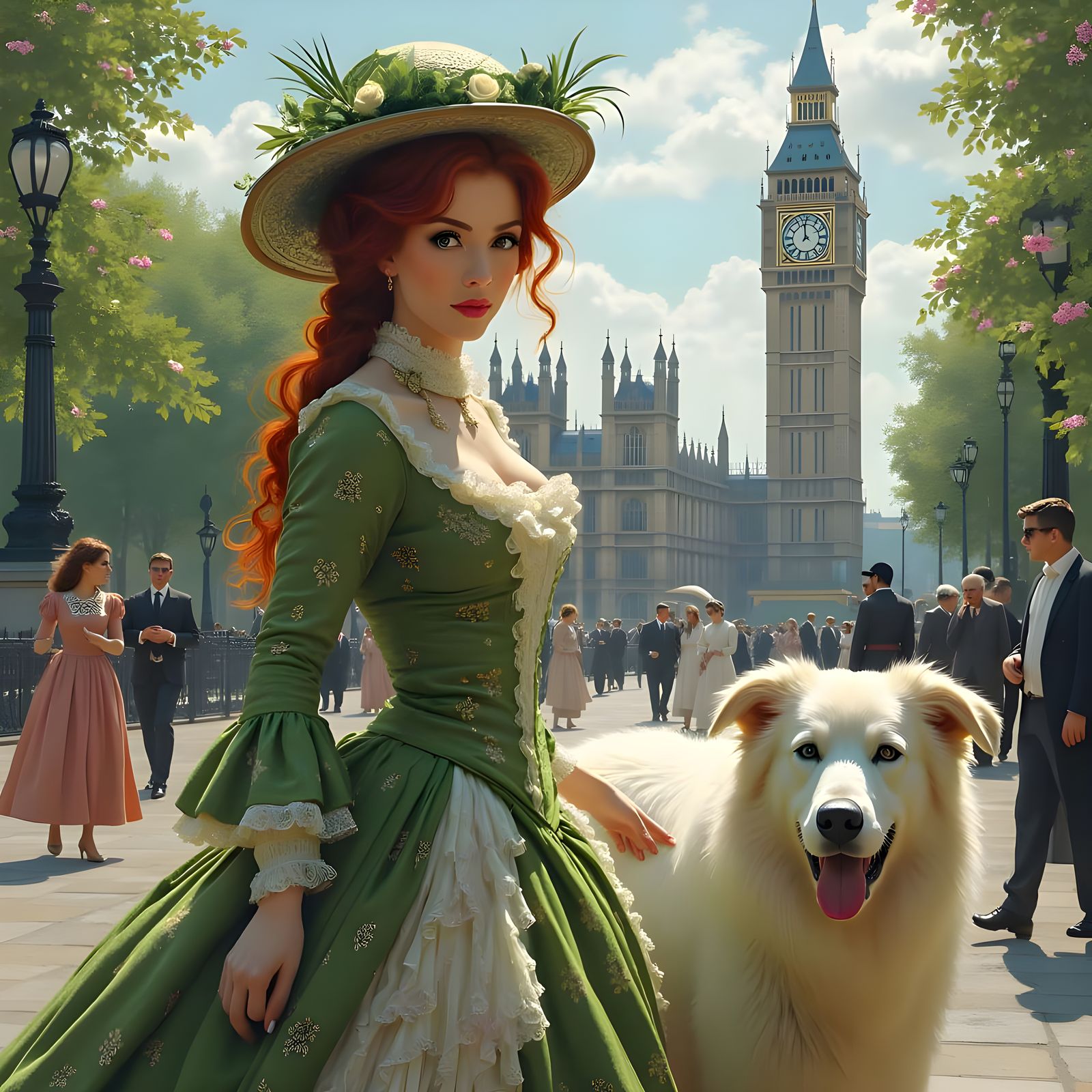 In 1800s, A beautiful masterpiece of a gorgeous  red headed ...