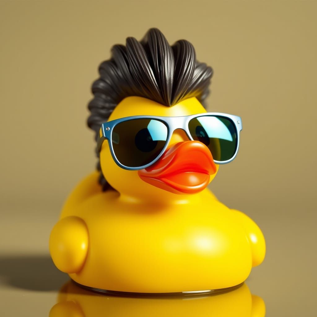 Retro Rubber Duck with Mullet and Sunglasses