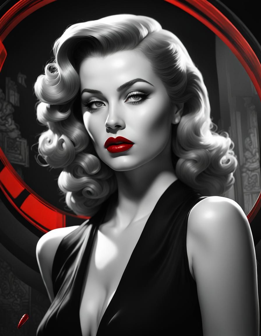1950s Film Noir Femme Fatale Portrait