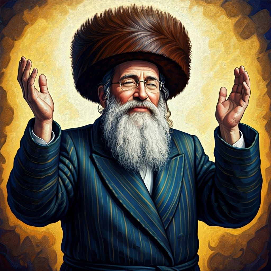 Hasidic Man in Jerusalem Coat Bathed in Golden Light