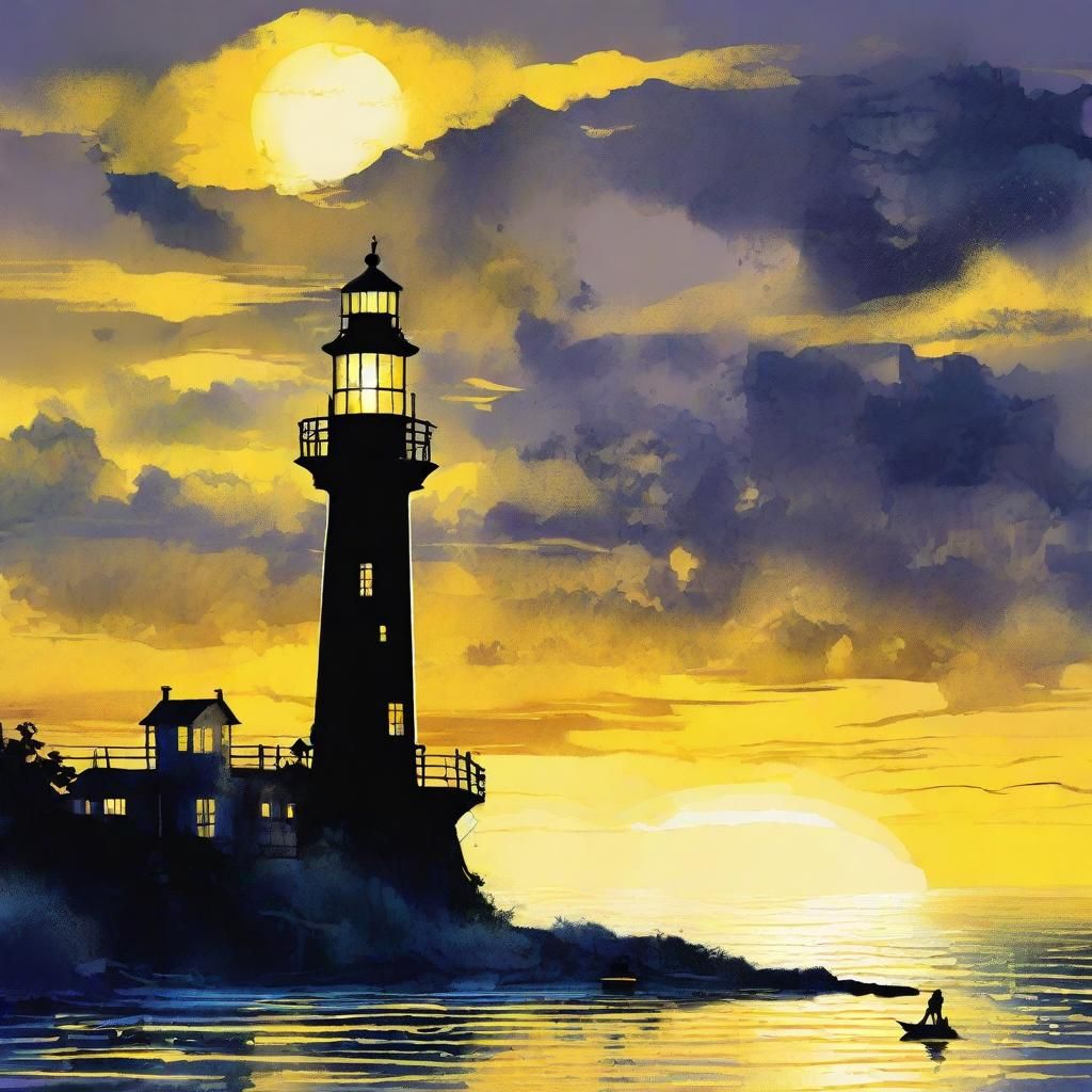 Luminous Lighthouse in Neon Summer Haze