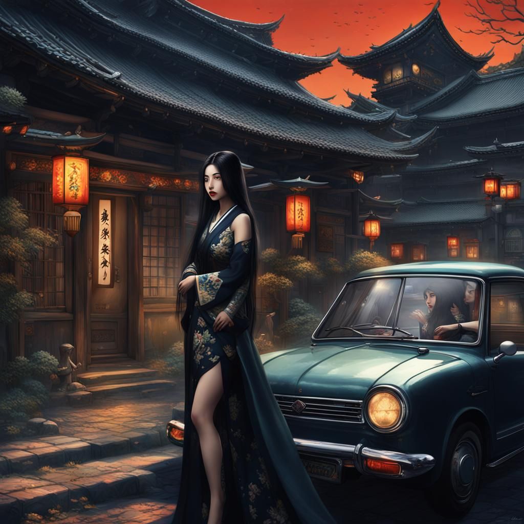 Japanese Moon Goddess Talking to Driver