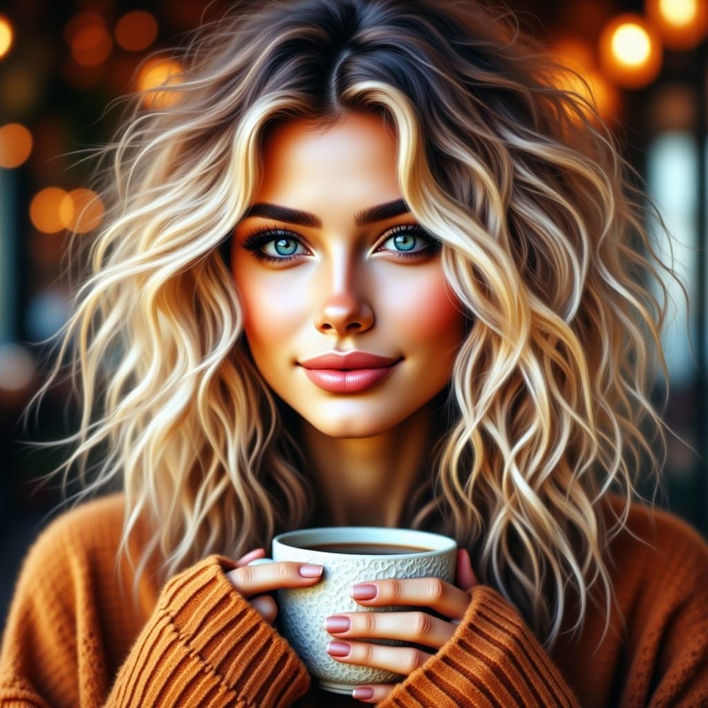 Cozy Autumn Woman with Cocoa