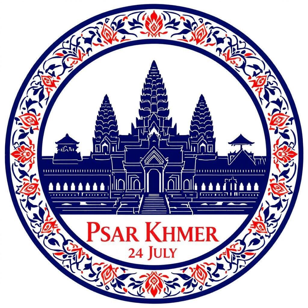 Psar Khmer 24 July Logo with Angkor Wat