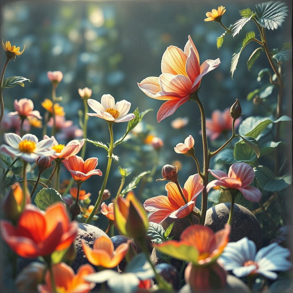 Magical Garden Sketch in Cinematic Macro Realism