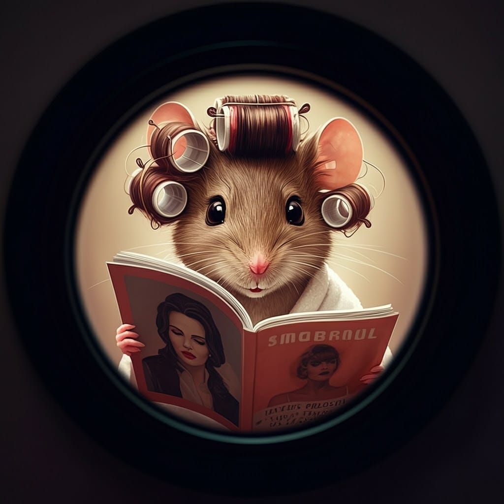 A Mouse in a Hair Salon: Whimsical Close-Up