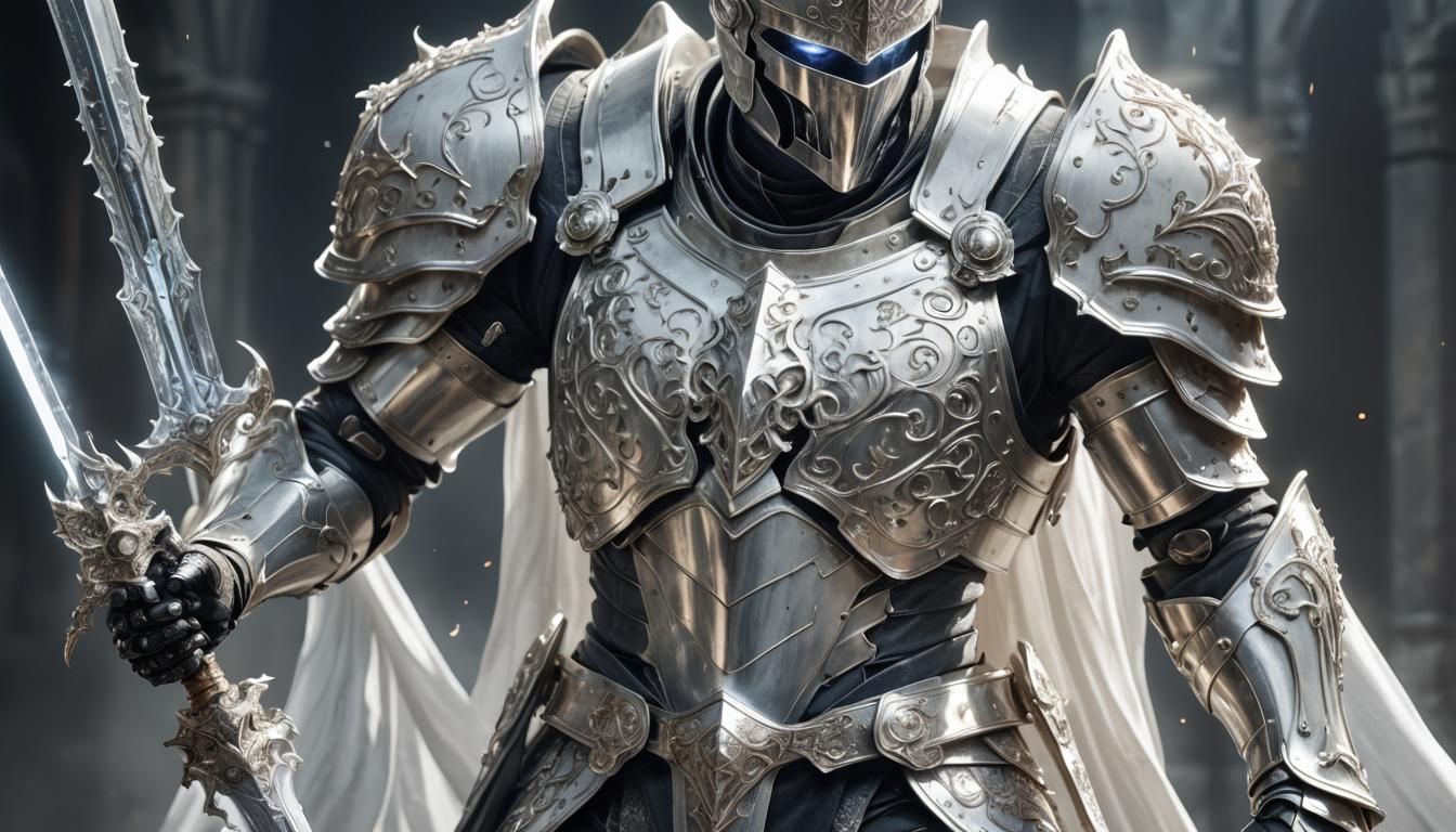 Ghost Knight with Energy Sword in Hyper-Realistic Art