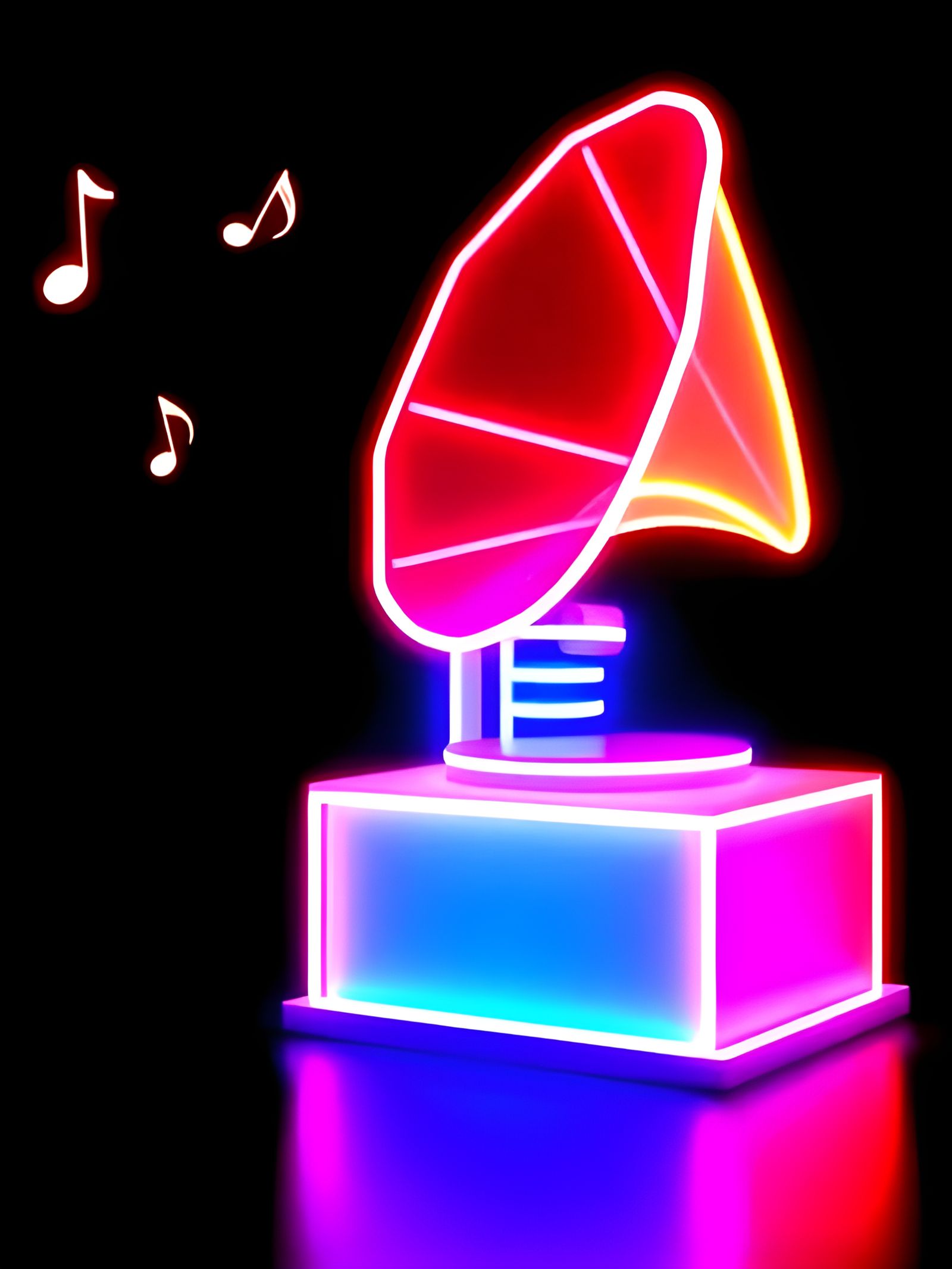 Minimalist Light Sculpture of a Gramophone