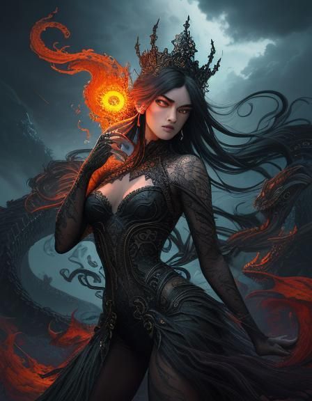 Dragon. Stunningly detailed illustrated portrait by Guweiz a...