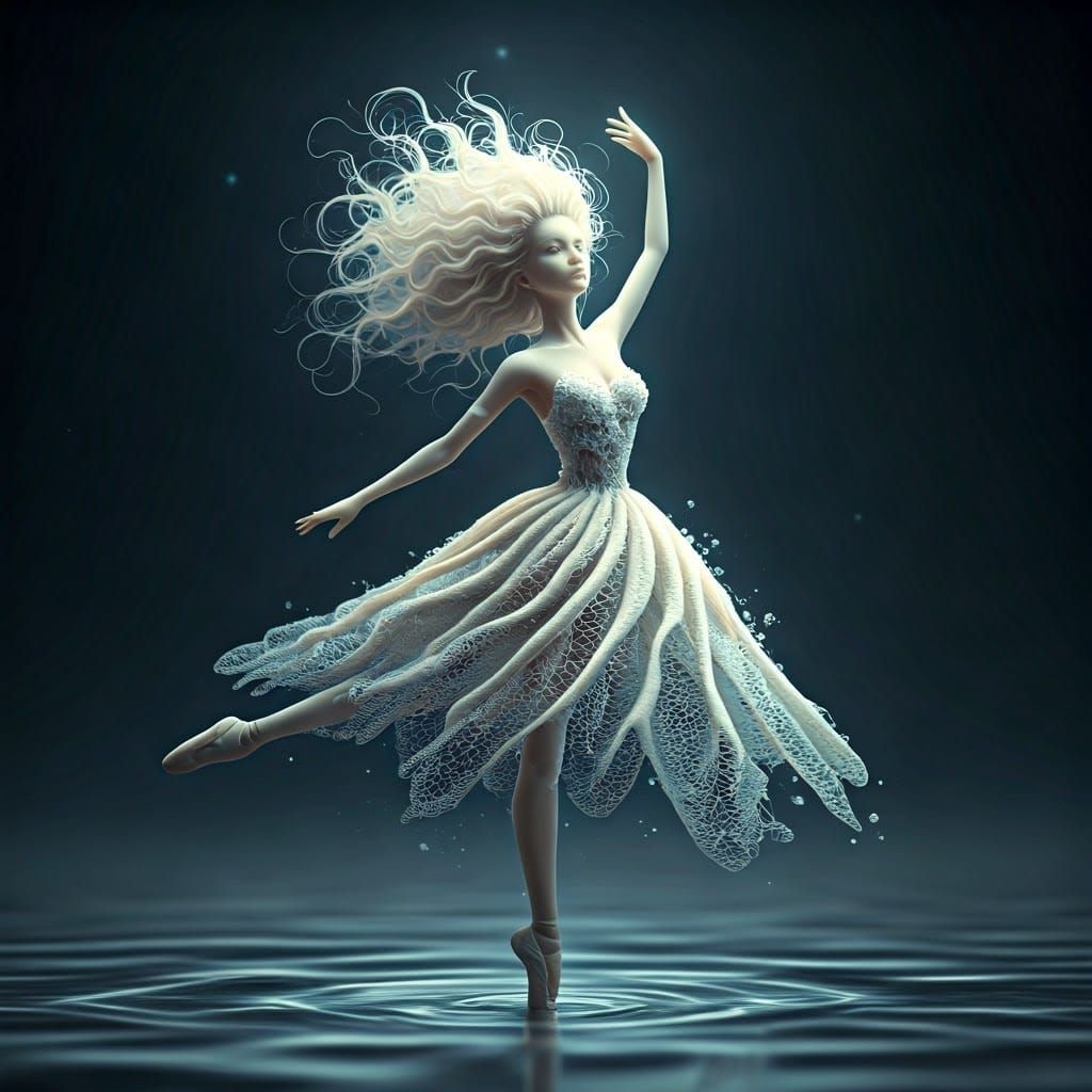 Ethereal Sea Foam Dancer Under Full Moon