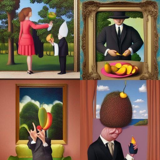 Surreal Mango Offering in Magritte Style