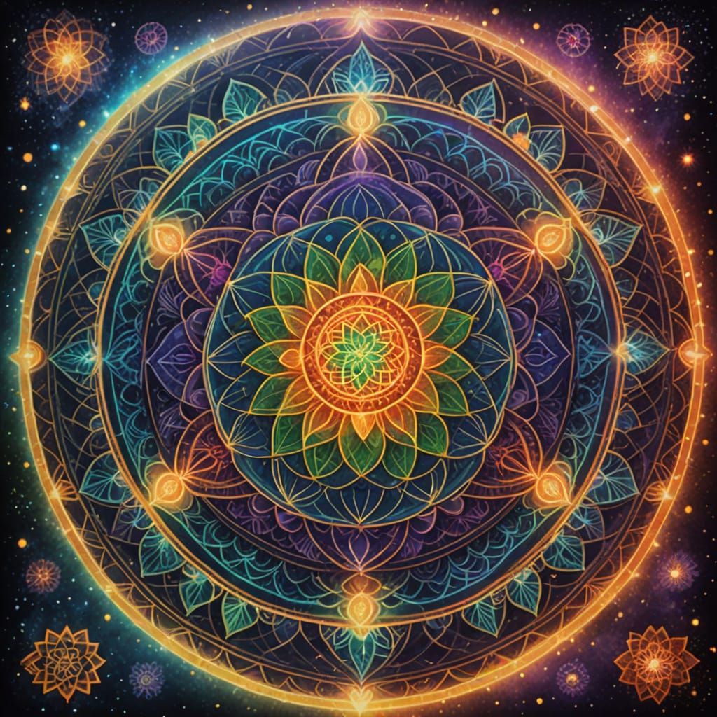 Spiritual Chakra Rug in Vibrant Oil Painting Style