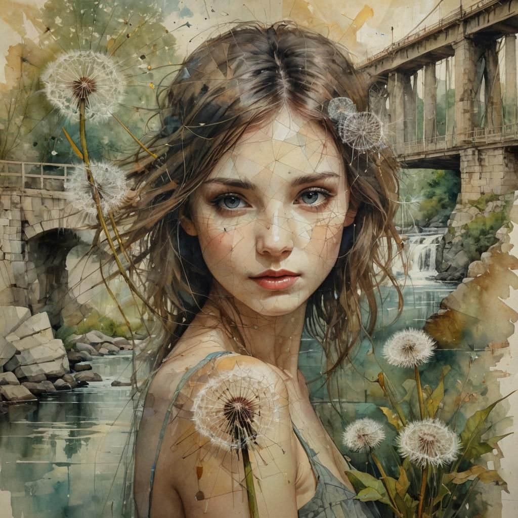 Fairy with Dandelion Wand and Cubist Equations