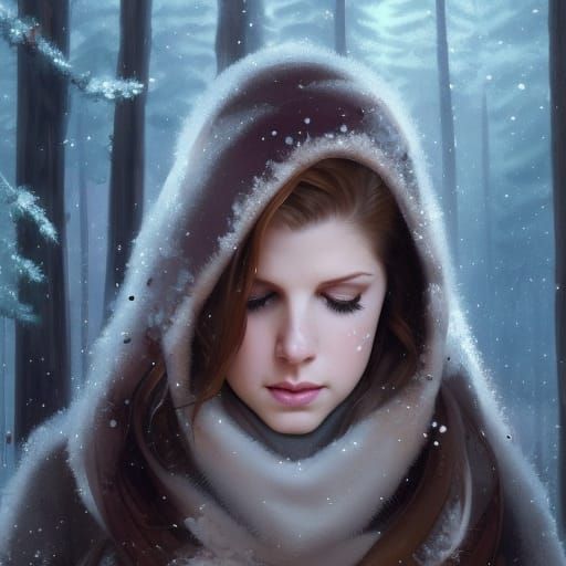 Anna Kendrick in Mystical Snowy Christmas Woods