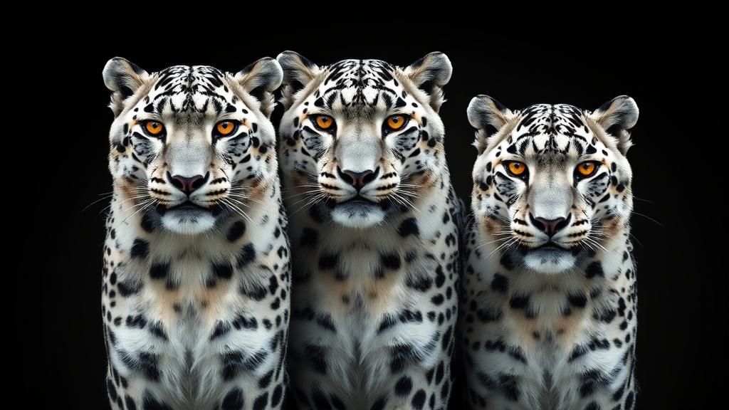 Snow Leopards with Golden Eyes in High Contrast