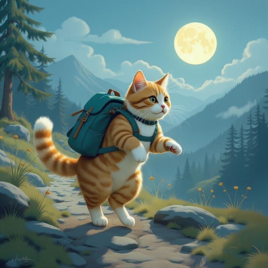 A Cat Hiking in Nature
