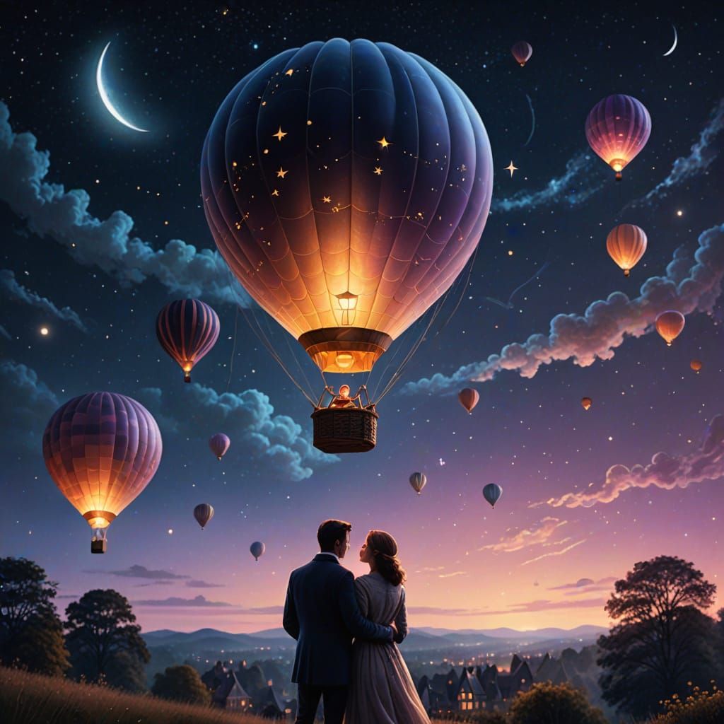Victorian Romance in a Glowing Hot Air Balloon