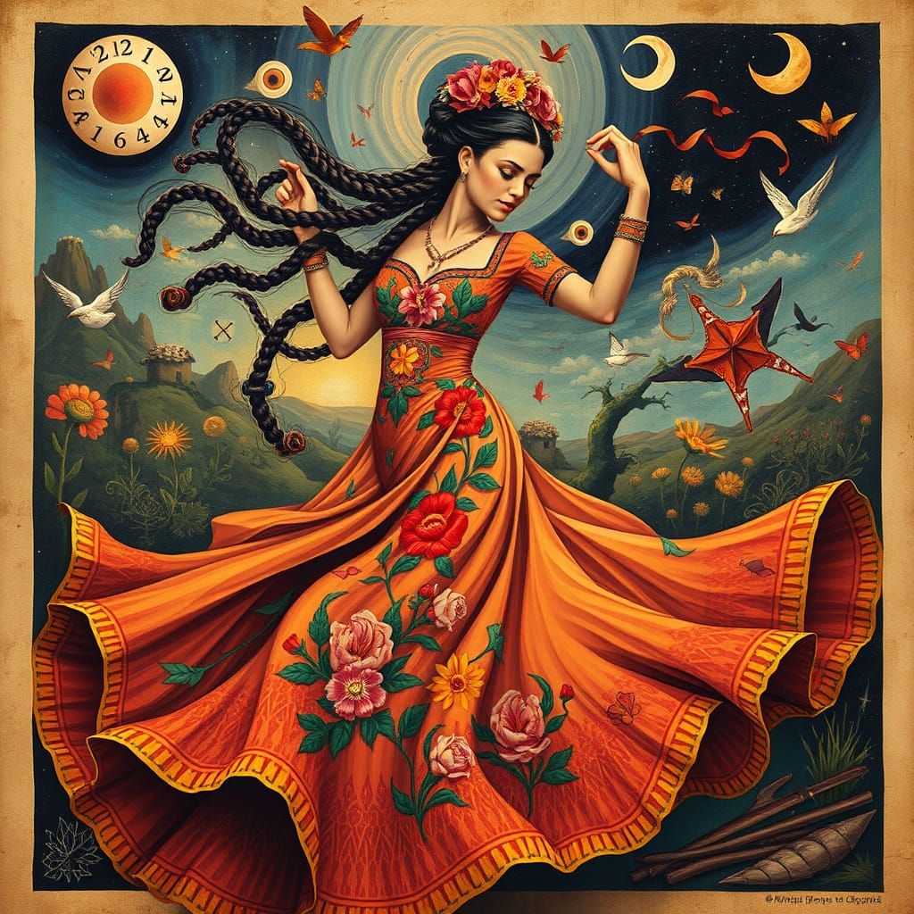 Dancer Lost in Whirlwind of Movement in Bold, Emotive Style