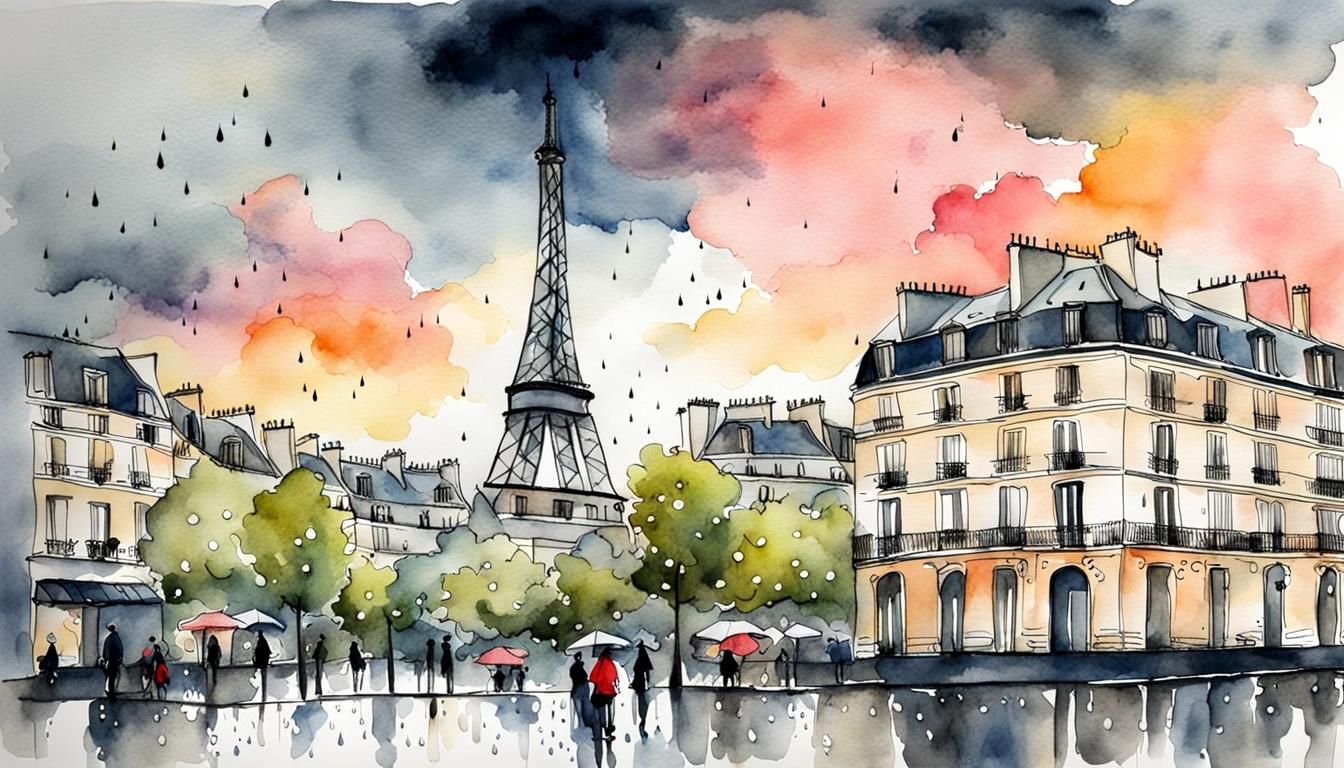 Rainy Day in Paris: Watercolor and Ink