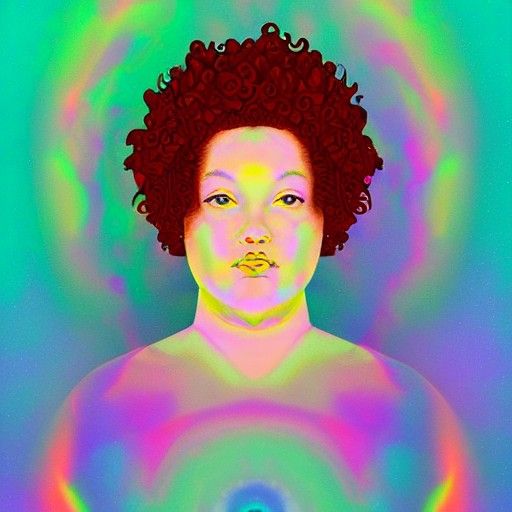 Red Haired Girl: Holographic Astral Cosmic Illustration
