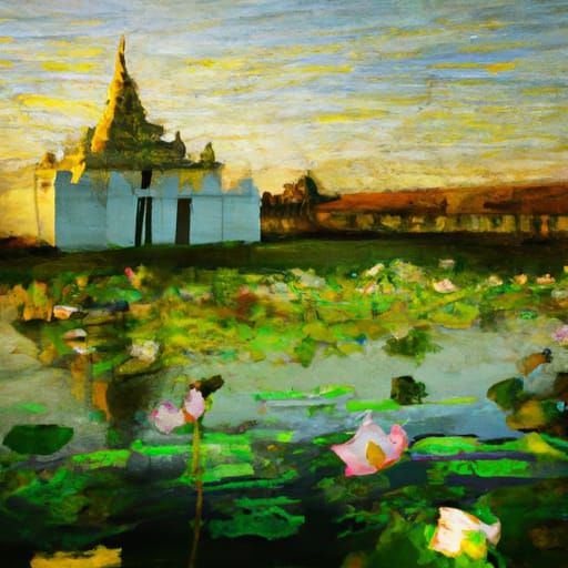 Burmese temple in golden hour