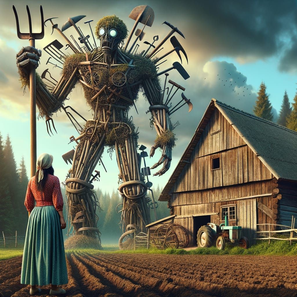 Farmhouse Golem Made of Farming Implements