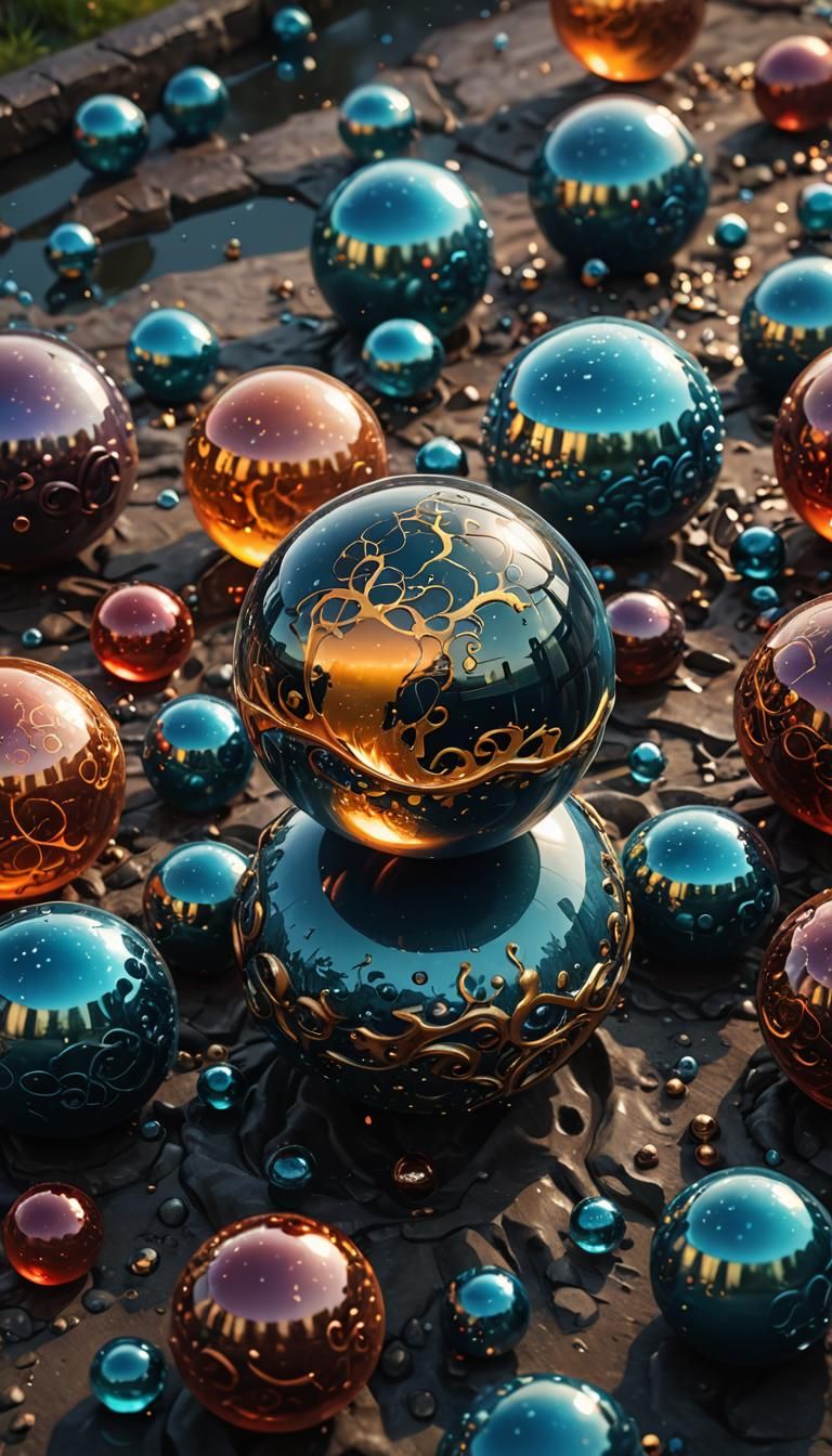 Fantastical Orb with Foam in Detailed Matte Painting