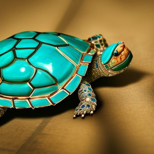 Bejeweled Turtle: Egyptian Jewelry in Hyperreal 3D