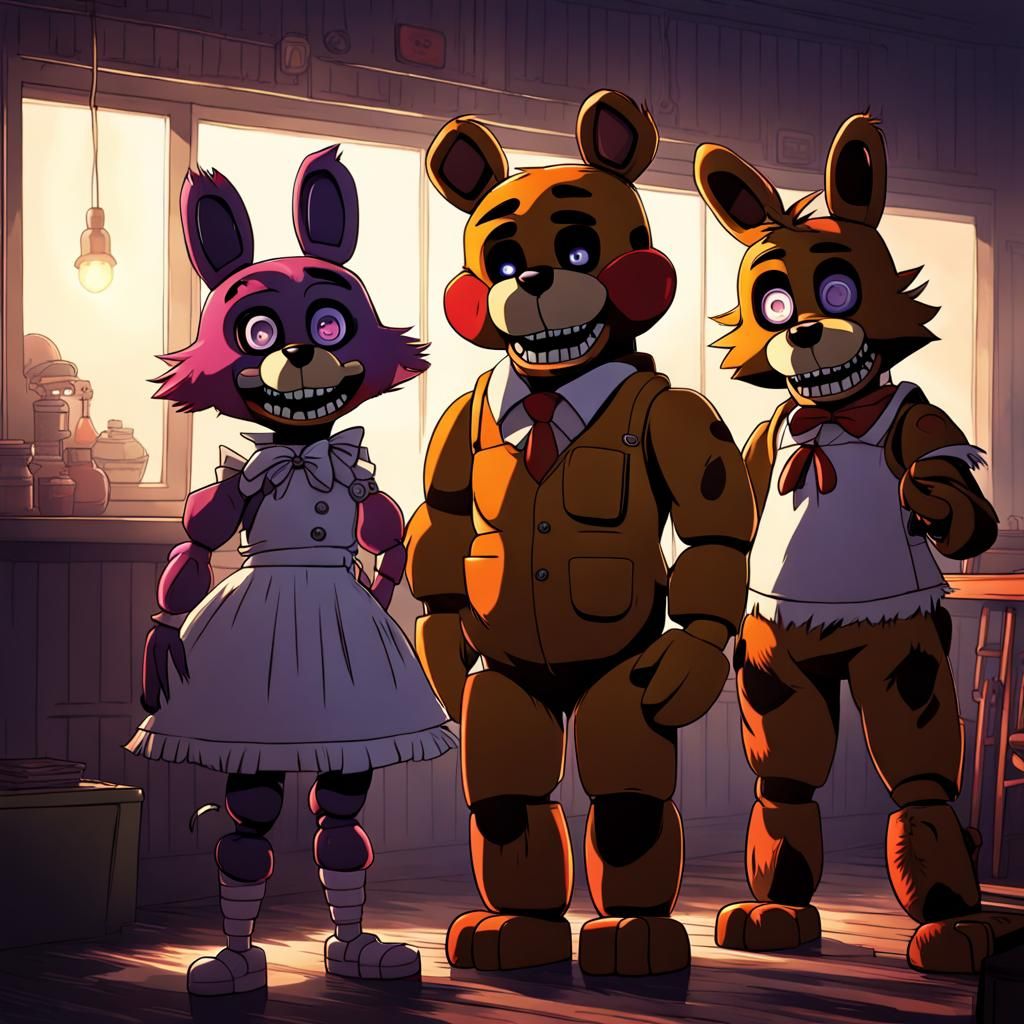 FNAF Characters in Studio Ghibli Anime Style