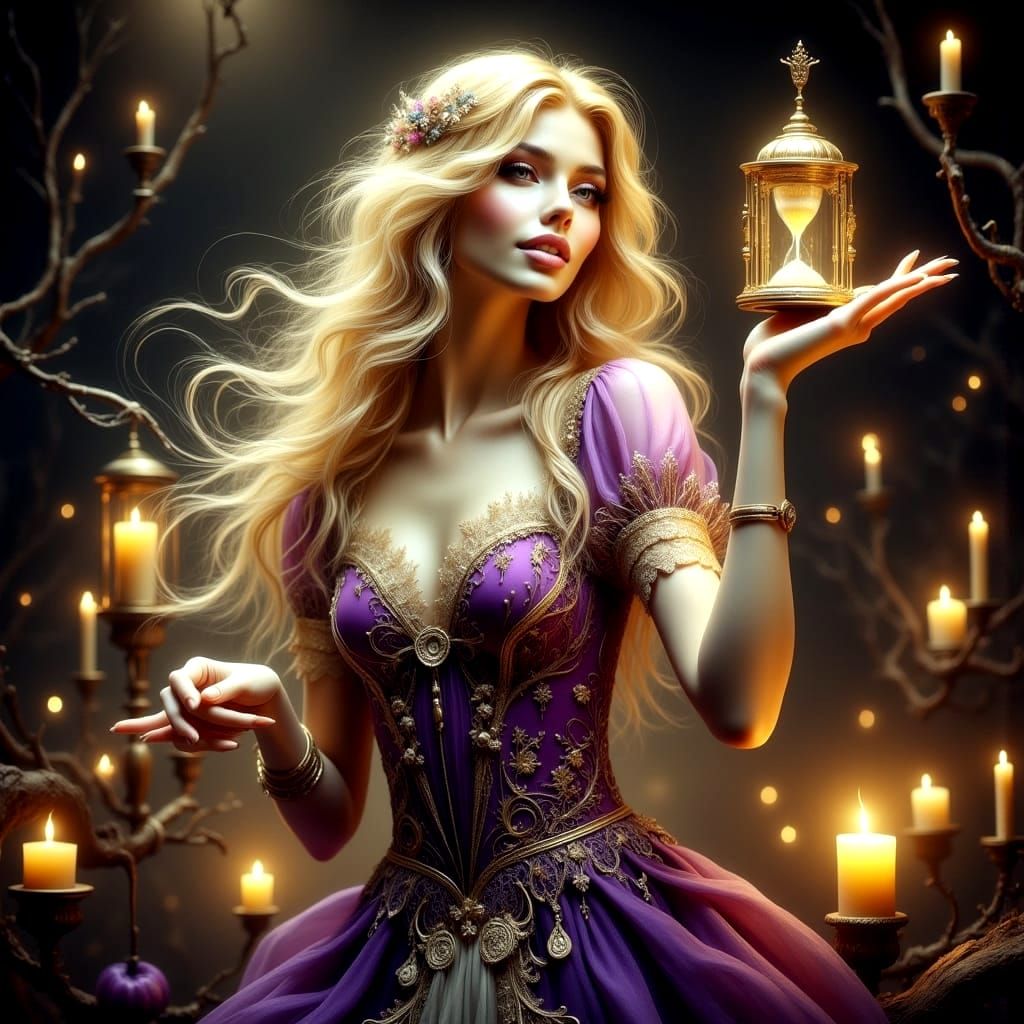 Ethereal Medieval Maiden Amidst Whispers of Magic