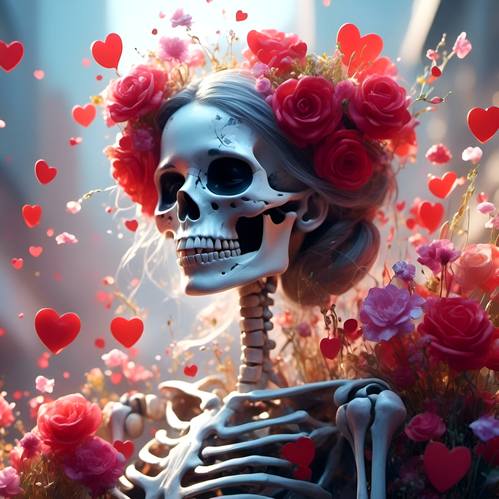 Gorgeous Skeleton Woman Portrait in Digital Art Style