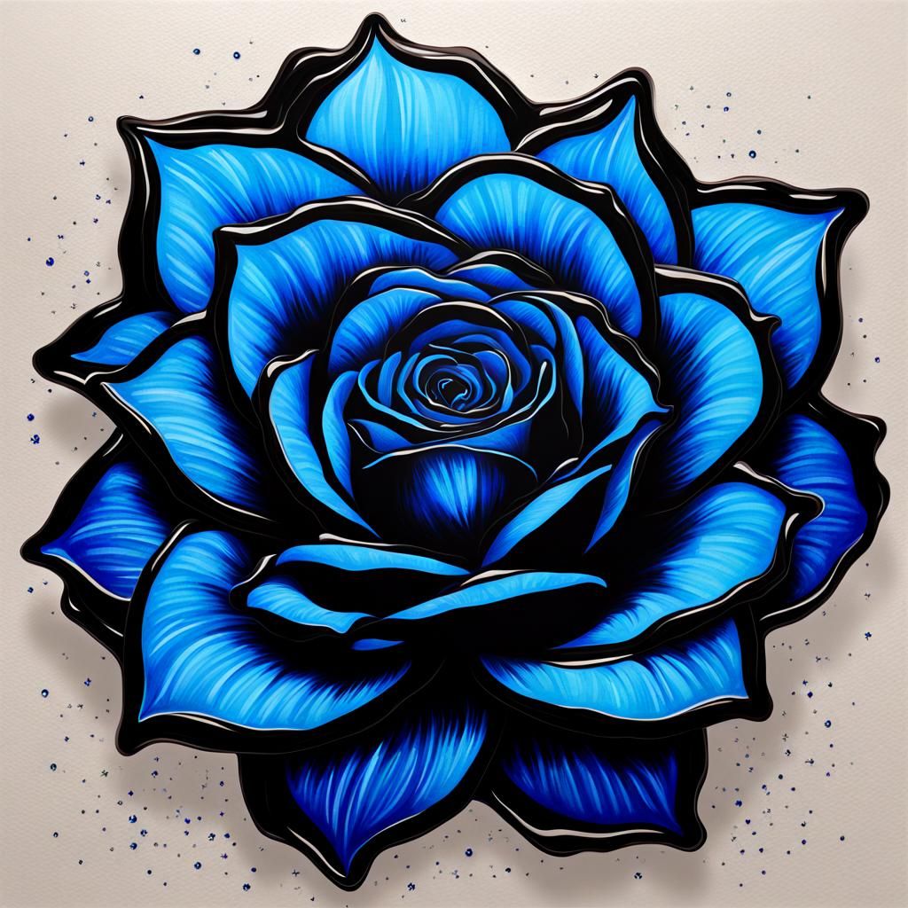 Black Rose with Electric Blue Lily Spark