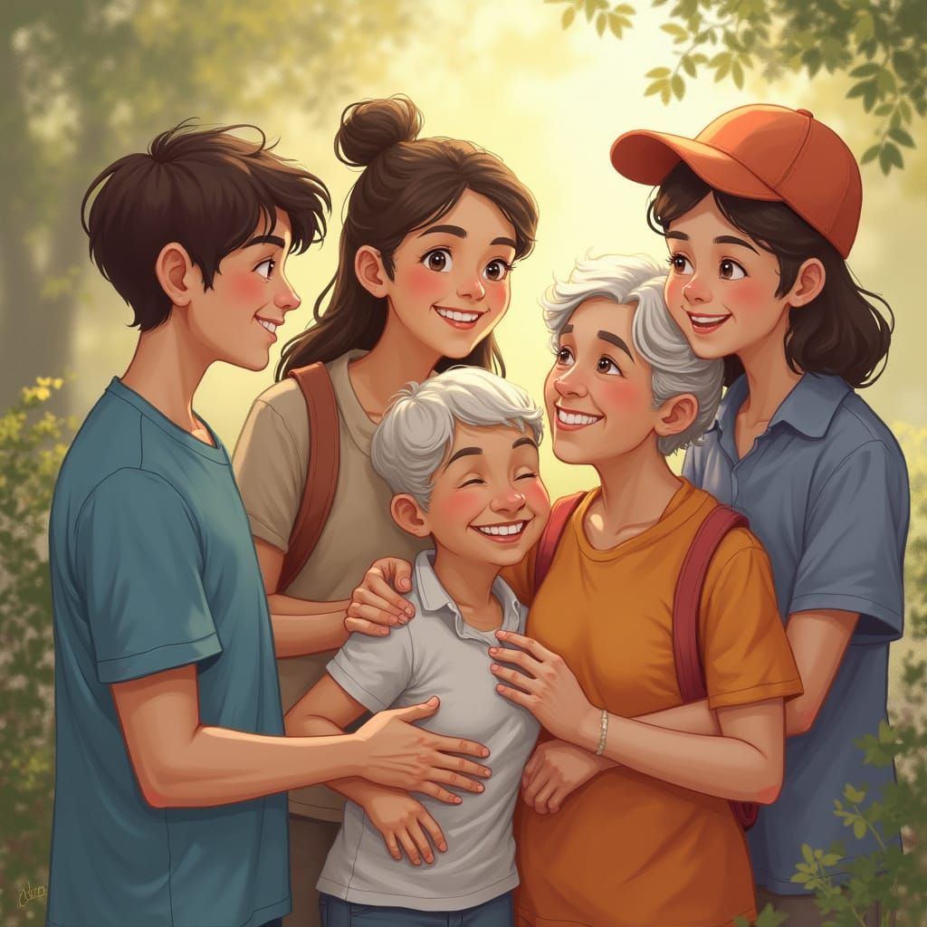 Young People Assist Elderly with Gentle Care in a Warm and V...