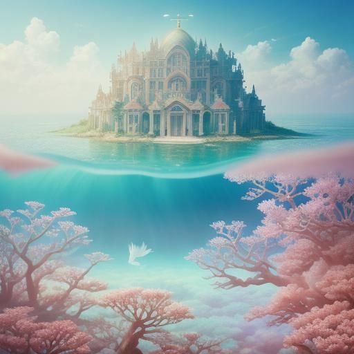 Coral City in Teacup: Dreamy Surrealism