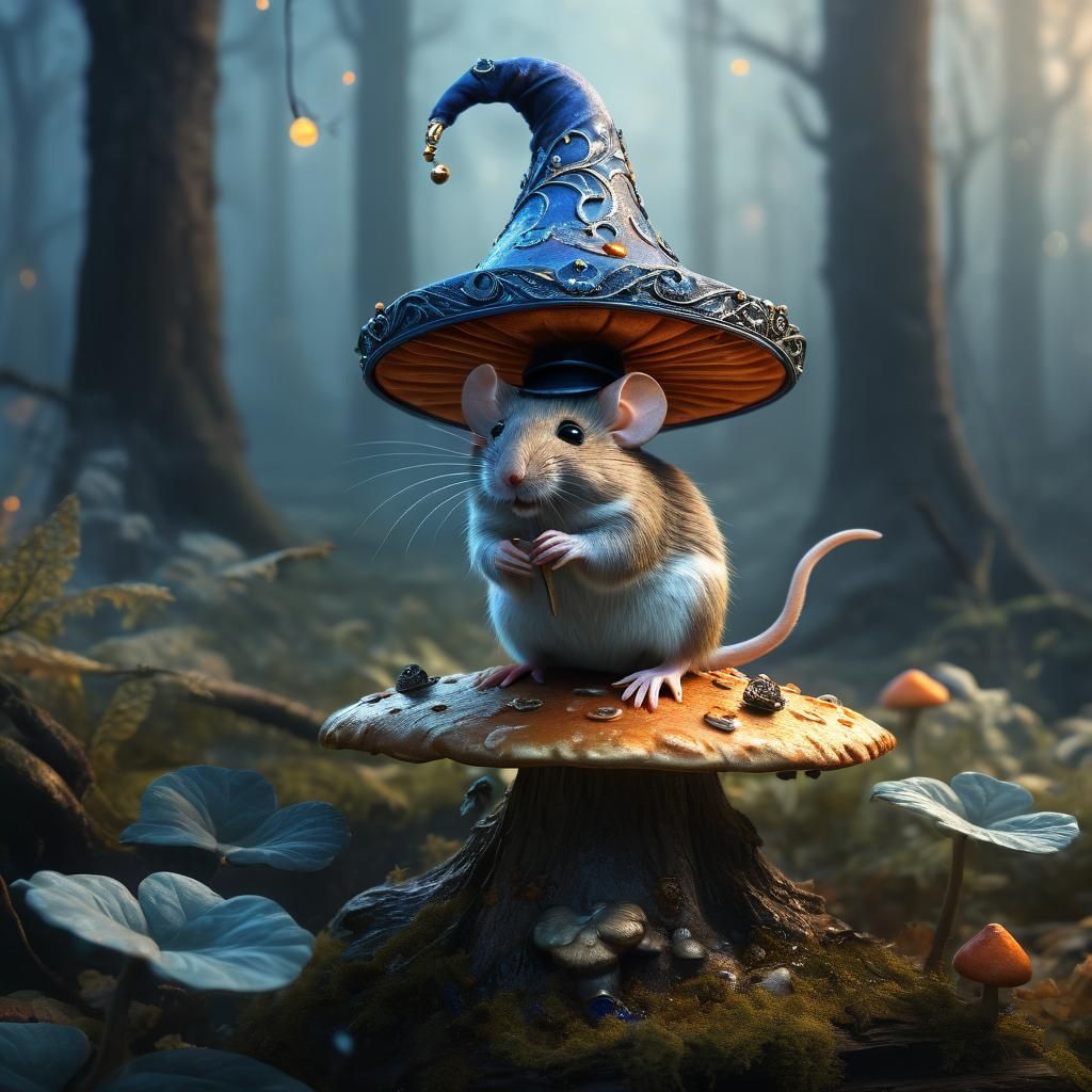 Mouse in Magical Hat, Fantasy Concept Art