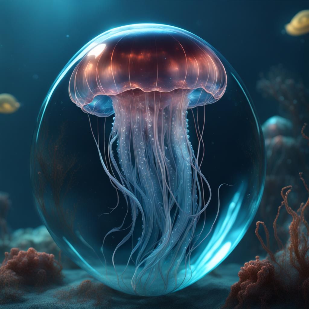Glass Jellyfish in Deep Color Fantasy Art