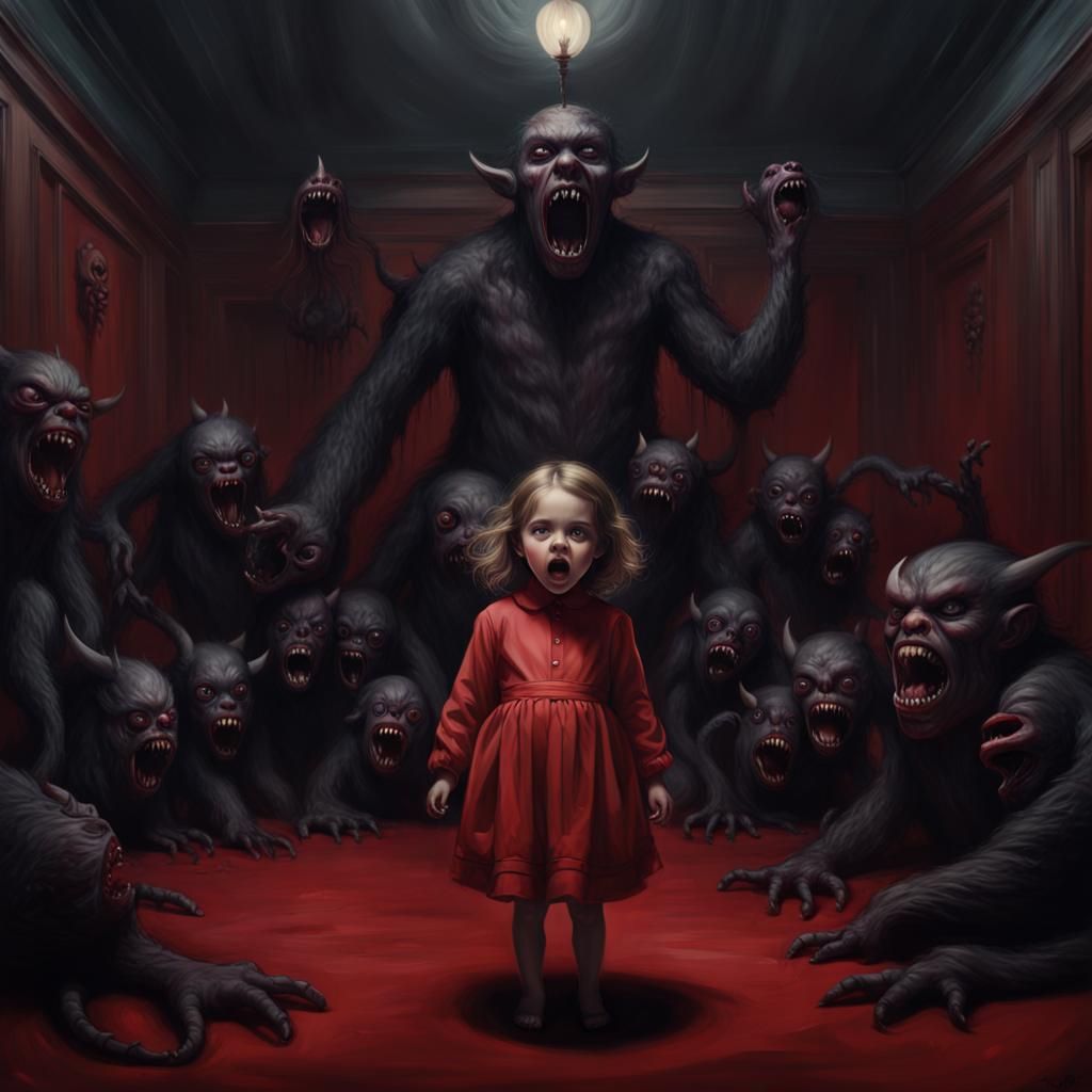 Scared Girl in Haunted House, Dark Art