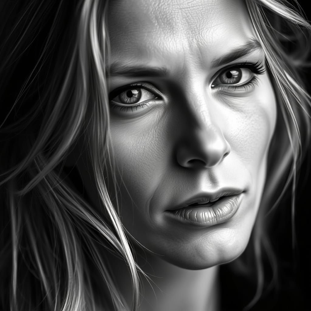 Claudia Schiffer in Elegant Black and White Portrait