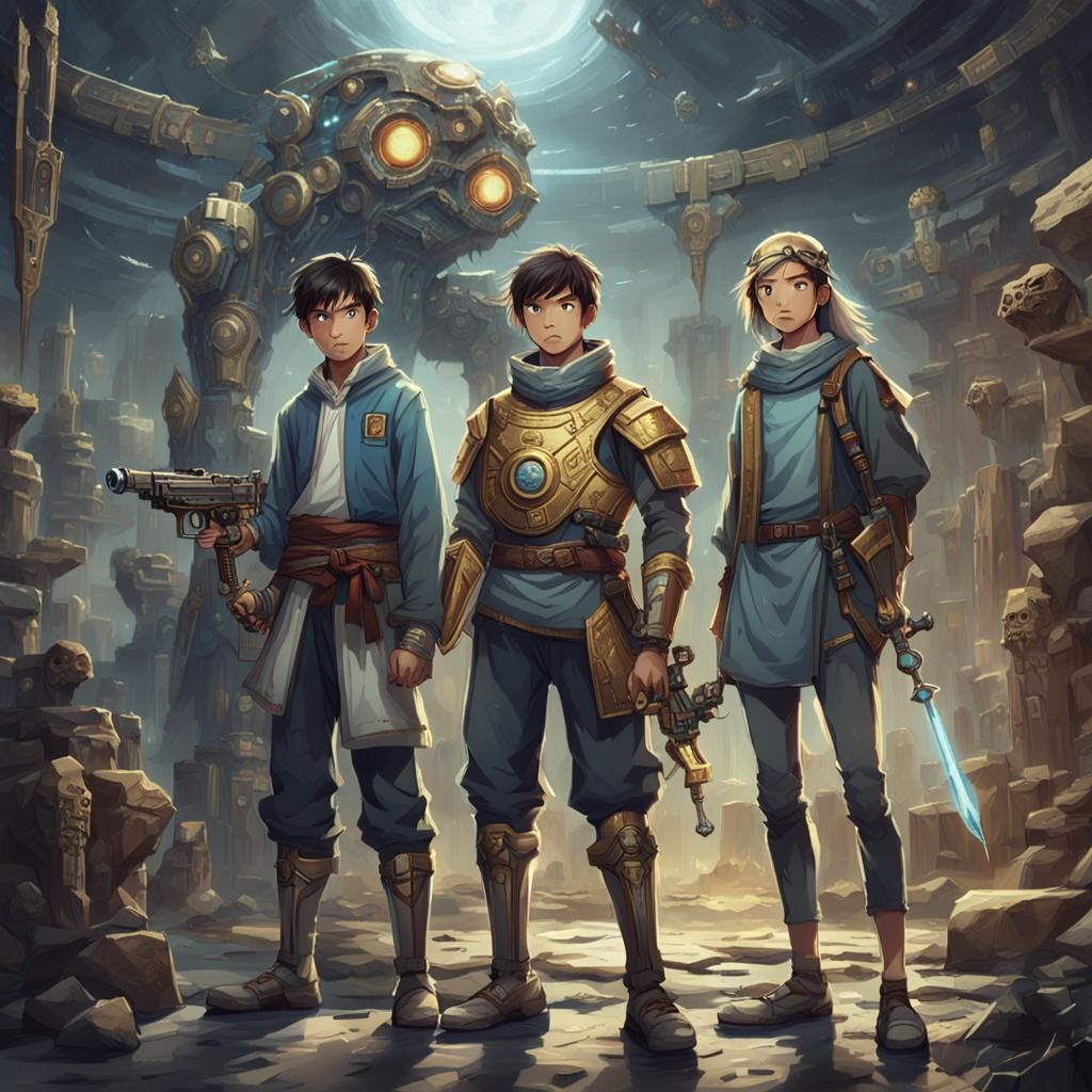 Oriental Stone Age People Riding Horses in Mountains