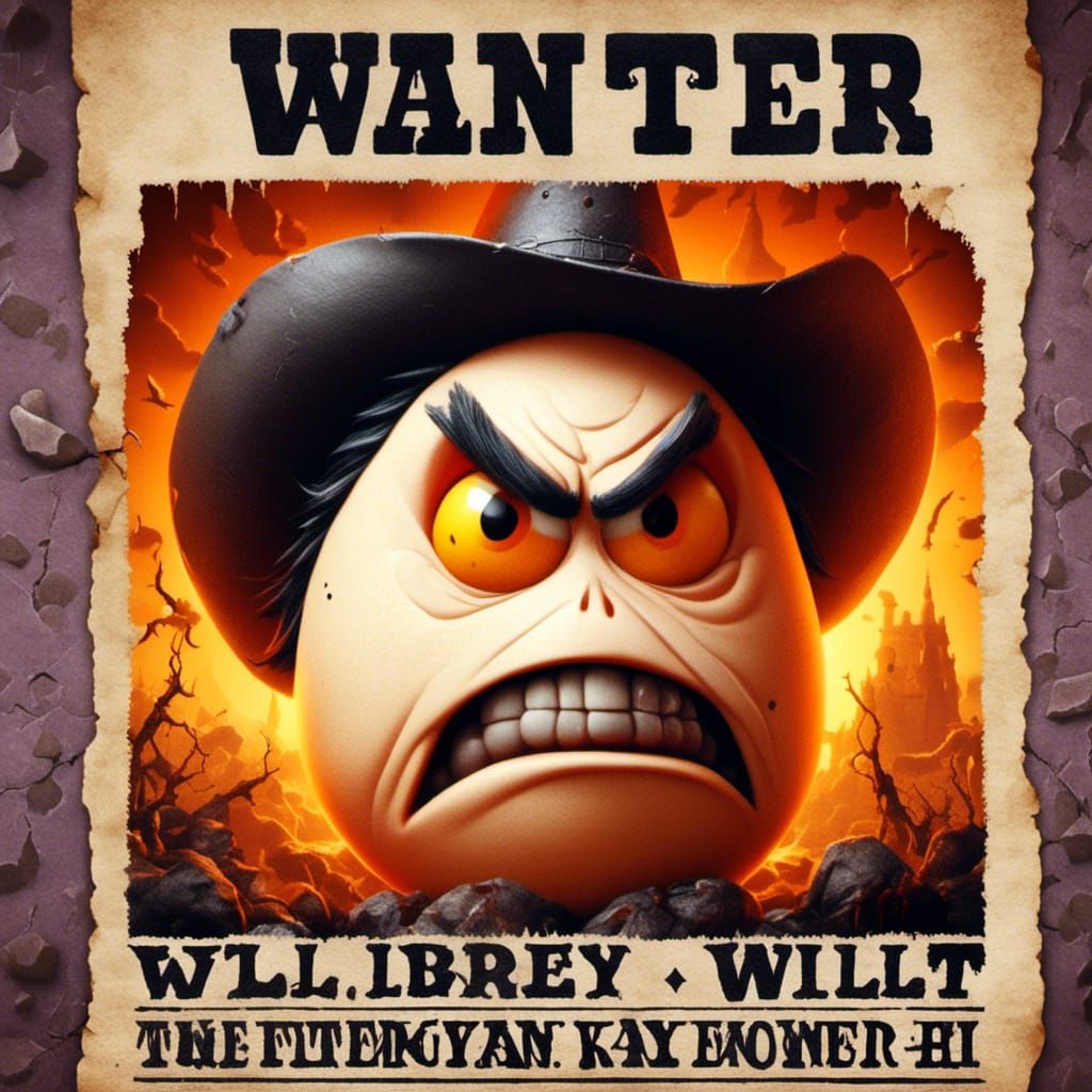 Wanted: Angry Egg in Wild West Poster Art